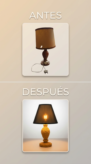 Lámpara de mesa amarilla con pantalla negra