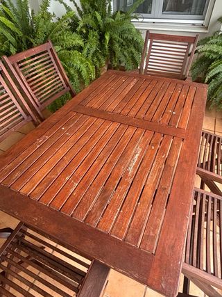 Conjunto Mesa y Sillas Teka Exterior