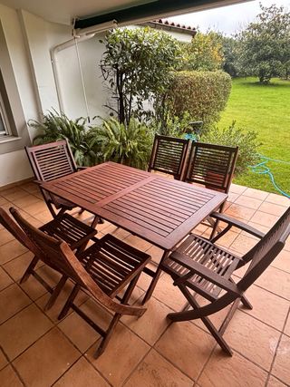 Conjunto Mesa y Sillas Teka Exterior