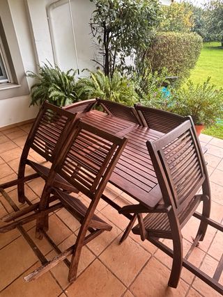 Conjunto Mesa y Sillas Teka Exterior