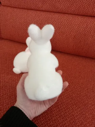 Set 2 conigli pasquali polistirolo fiocco rosa