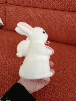 Set 2 conigli pasquali polistirolo fiocco rosa