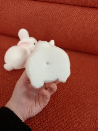 Set 2 conigli pasquali polistirolo fiocco rosa