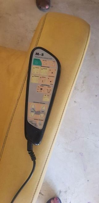 Poltrona relax massaggio in pelle beige/giallo