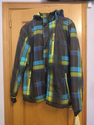 Chaqueta de esquí a cuadros multicolor