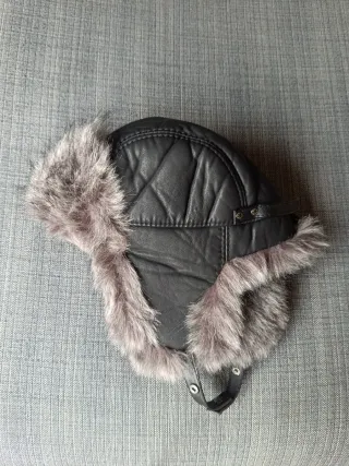 Gorro aviador invierno negro y gris