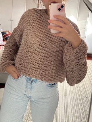 Jersey Pull&Bear calado beige talla M