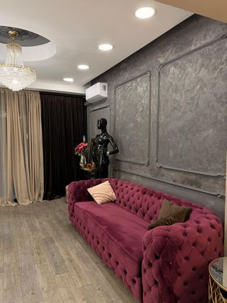 Sofá Chesterfield 3 posti velluto viola