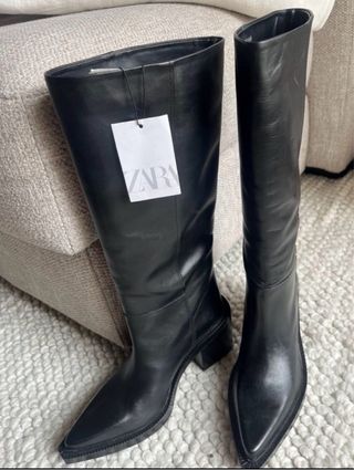 Botas altas piel Zara Talla 38