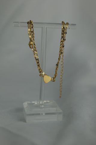 Pulsera doble cadena corazón ajustable