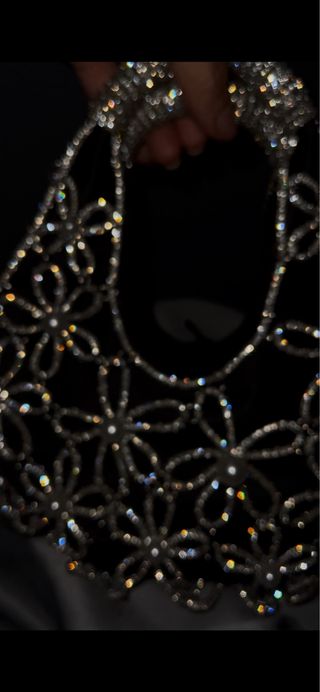 Bolso Joya Artesanal Flores Strass Perlas