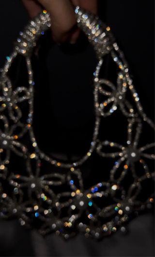 Bolso Joya Artesanal Flores Strass Perlas