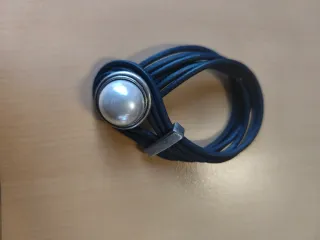 Pulsera boho azul con perla grande 18 cm