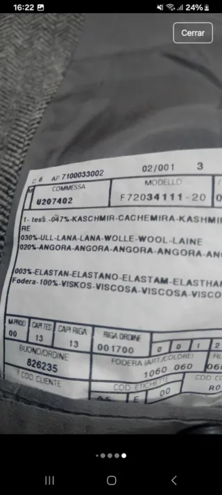 Americana Sidi Talla 48 Gris