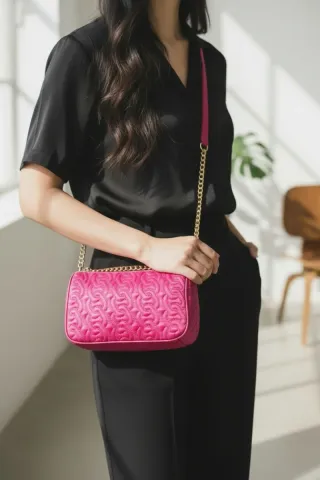 Borsa a tracolla Primadonna fucsia trapuntata