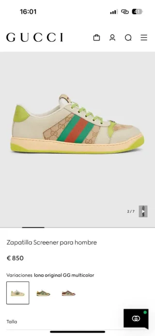 Zapatos Gucci Screener GG Beige/Verde