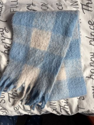 Bufanda cuadros azul y beige