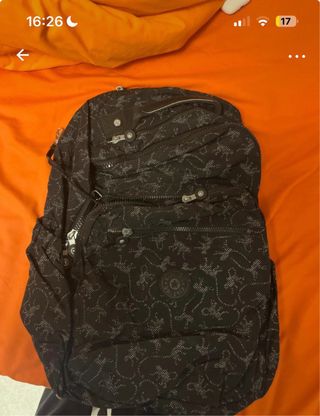 Mochila Kipling Negra Estampada