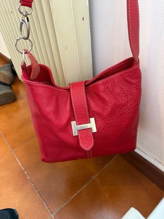 Borsa vera pelle rossa