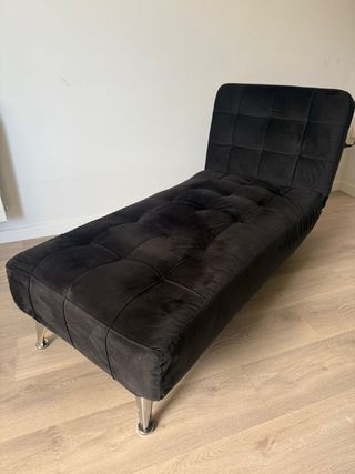 Sofá Cama Reclinable Negro Terciopelo