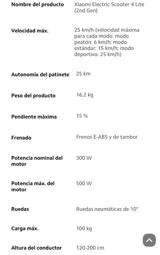 Patinete Eléctrico Xiaomi 4 Lite (2ª Gen)