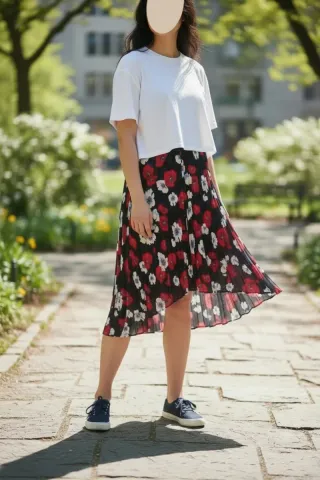 Gonna floreale blu e multicolor