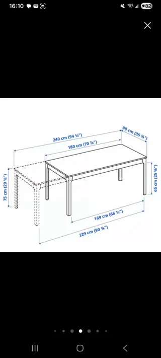 Mesa extensible IKEA EKEDALEN madera oscura180/240