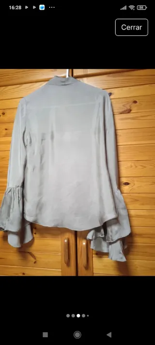 Blusa Zara Beige Manga Campana