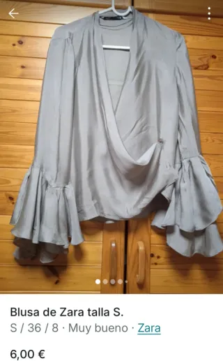 Blusa Zara Beige Manga Campana