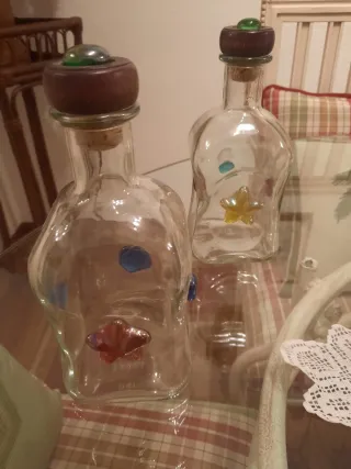 2 Bottiglie Decorate Stelle e Punti