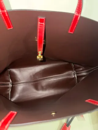 Bolso Carolina Herrera Beige y Rojo