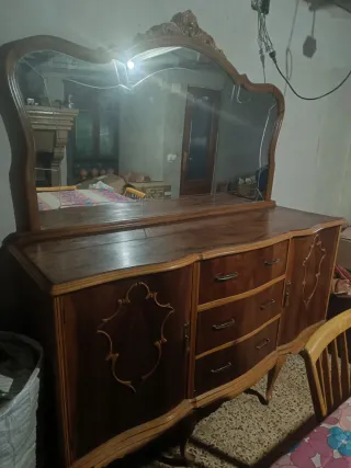 Mueble Comedor Antiguo Madera y Cristal