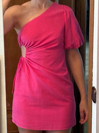 Vestido rosa asimétrico talla S