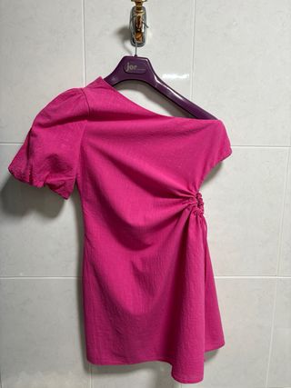 Vestido rosa asimétrico talla S
