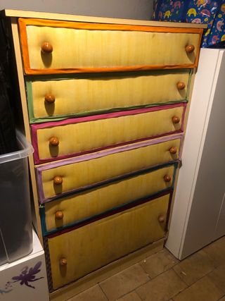 Cómoda cajonera de tela y madera