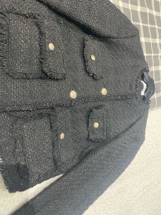 Chaqueta Tweed Mango Negra