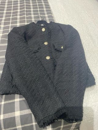 Chaqueta Tweed Mango Negra