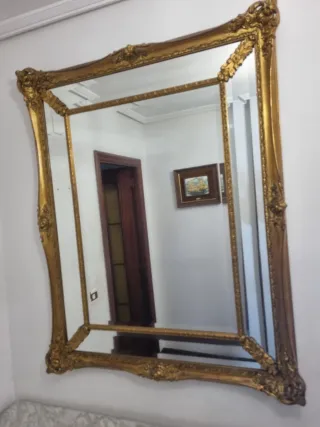 Espejo Vintage Dorado Marco Tallado