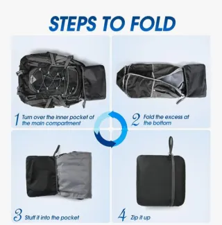 Mochila senderismo 40L negra y gris plegable