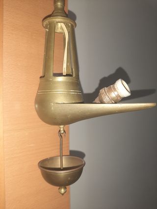 2 Lámparas de Aceite Bronce S.XIX