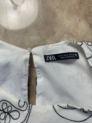 Top Zara Blanco Bordado Flores