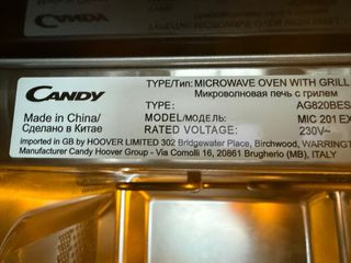 Microondas Candy Encastrable Acero Inoxidable