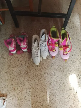Patines infantiles rosas y blancos