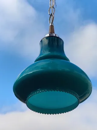 Lámpara opalina azul turquesa vintage