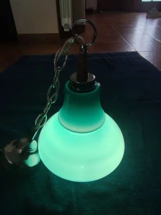 Lámpara opalina azul turquesa vintage