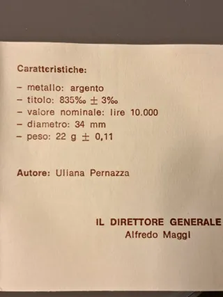 10000 Lire Argento Italia 1995 Conferenza Messina