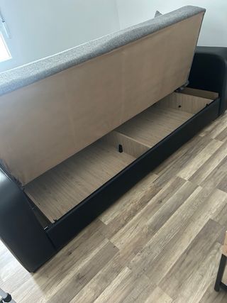 Sofá 3 plazas gris y negro