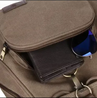 Bolso Lona Vintage Caqui Mujer