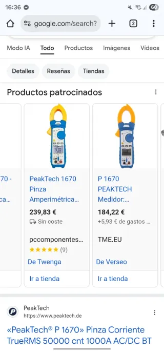 Pinza Amperimétrica Digital PeakTech 1670