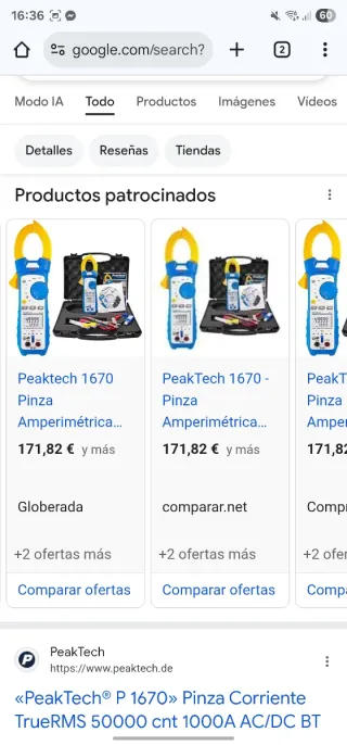 Pinza Amperimétrica Digital PeakTech 1670